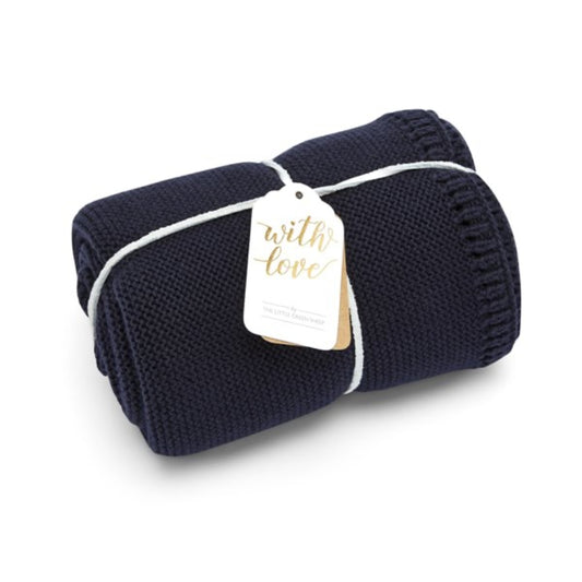 The Little Green Sheep Knitted Cellular Blanket, Midnight