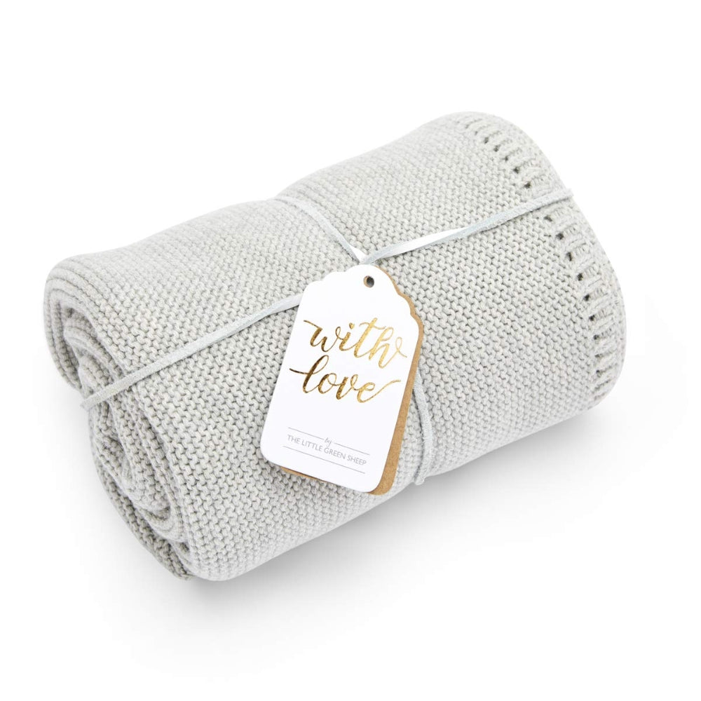 The Little Green Sheep Knitted Cellular Blanket, Dove
