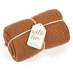The Little Green Sheep Knitted Cellular Blanket, Terracotta