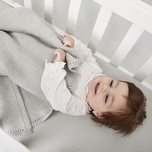 The Little Green Sheep Knitted Cellular Blanket, Dove