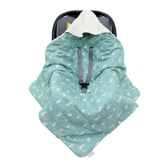 Little Love 3PH Car Seat Blanket, Teal Bunnies