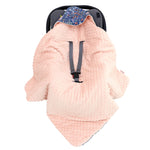 Little Love 3PH Car Seat Blanket, Navy & Pink Wildflower