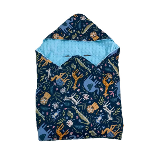Little  Love 5PH Car Seat Blanket, Blue Safari