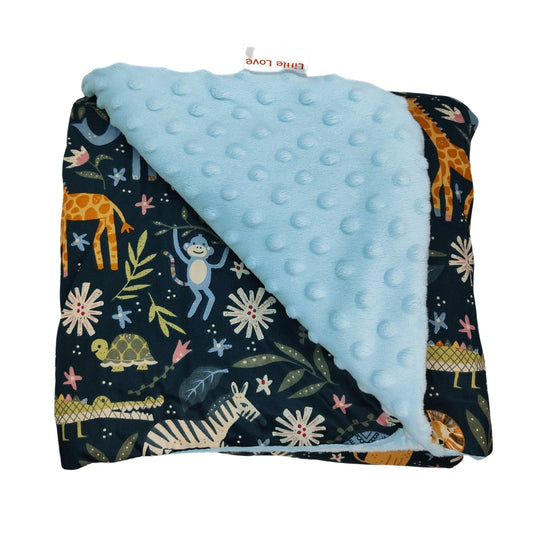 Little  Love 5PH Car Seat Blanket, Blue Safari