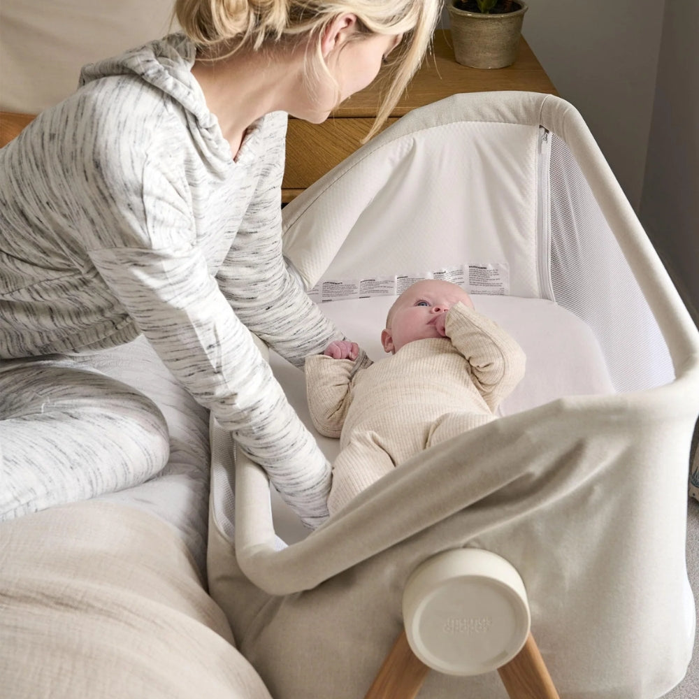 Mamas and Papas Lua Bedside Crib, Beige