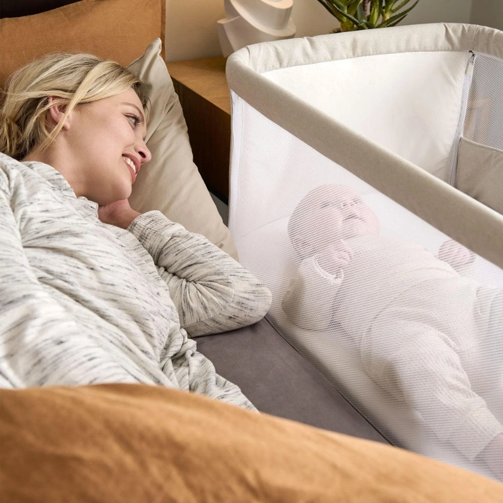 Mamas and Papas Lua Bedside Crib, Beige