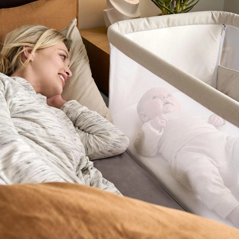 Mamas and Papas Lua Bedside Crib, Beige
