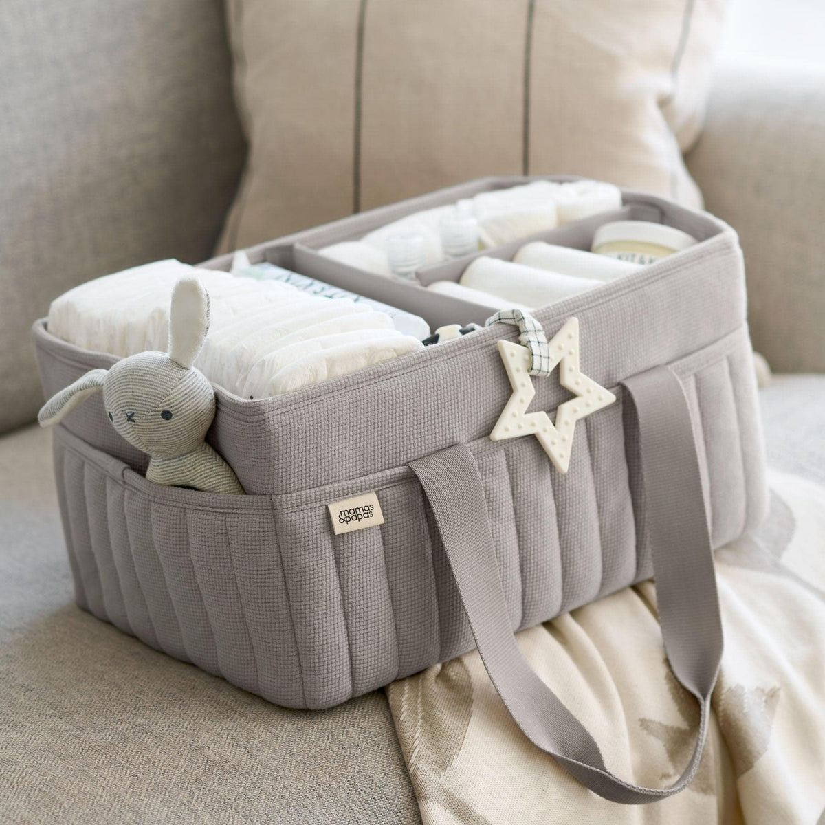 Mamas & Papas Nappy Caddy - Grey Waffle