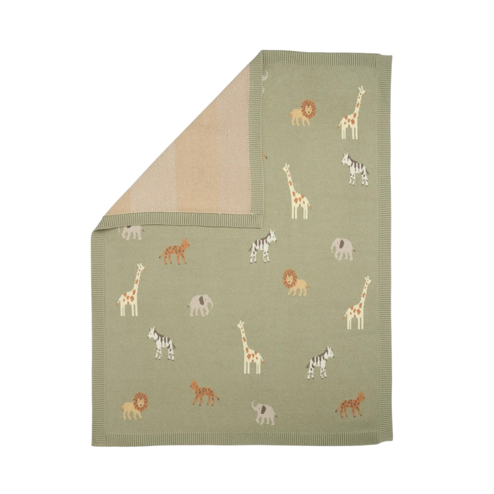 Mamas & Papas Knitted Blanket, Safari Sage