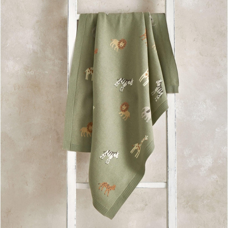 Mamas & Papas Knitted Blanket, Safari Sage