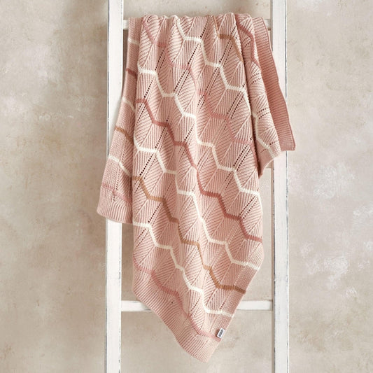 Mamas & Papas Knitted Blanket, Pink Wave