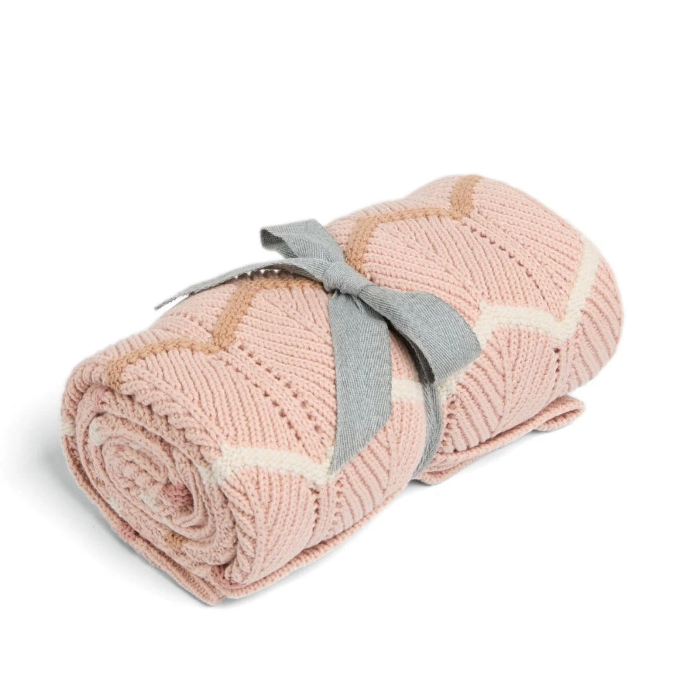 Mamas & Papas Knitted Blanket, Pink Wave
