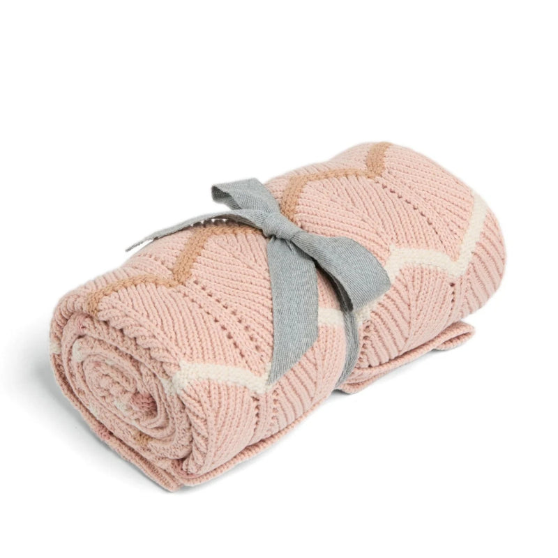 Mamas & Papas Knitted Blanket, Pink Wave