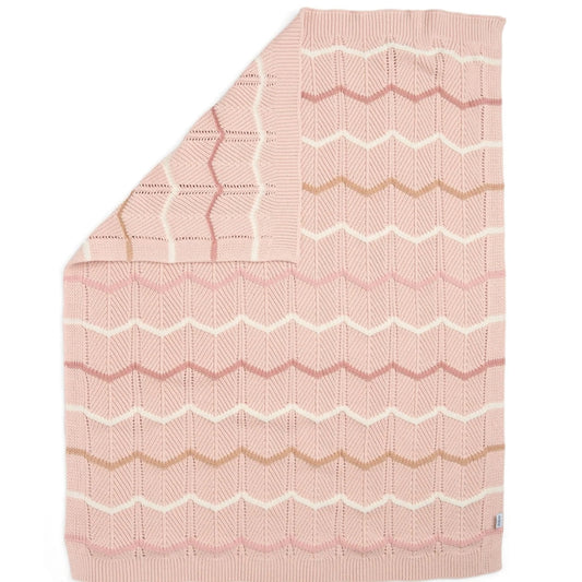 Mamas & Papas Knitted Blanket, Pink Wave