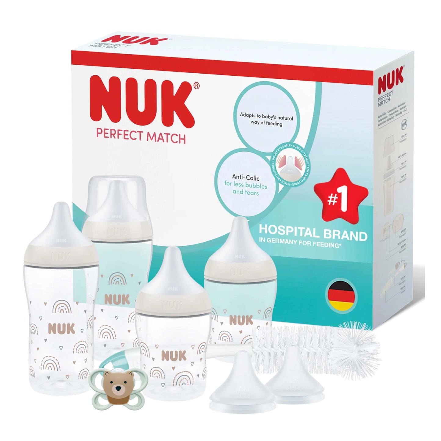 NUK Perfect Match Bottle Starter Set, Rainbow