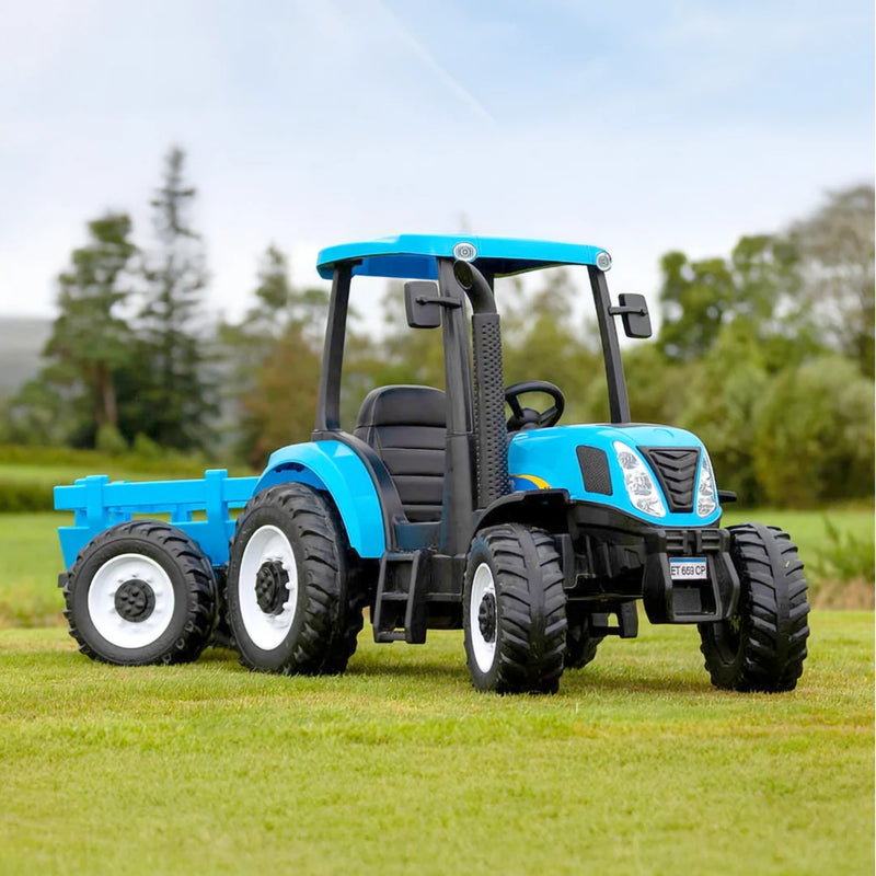 New Holland 24V Electric Blue Tractor and Trailer