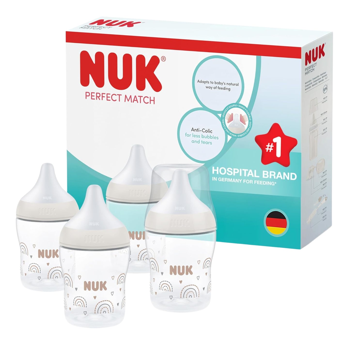 NUK Perfect Match 4pk Bottle Set, 150ml