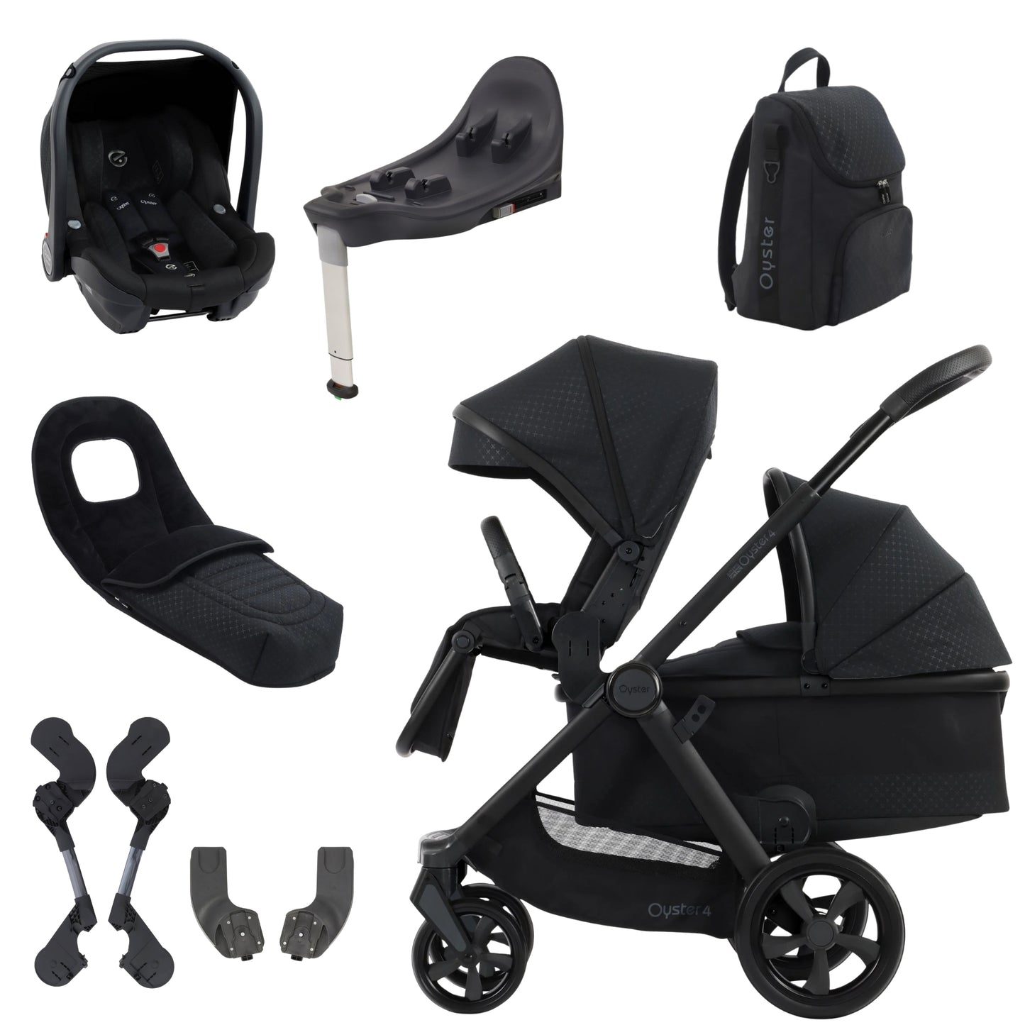 Ex-Display Oyster 4 Double Pushchair Bundle, Raven