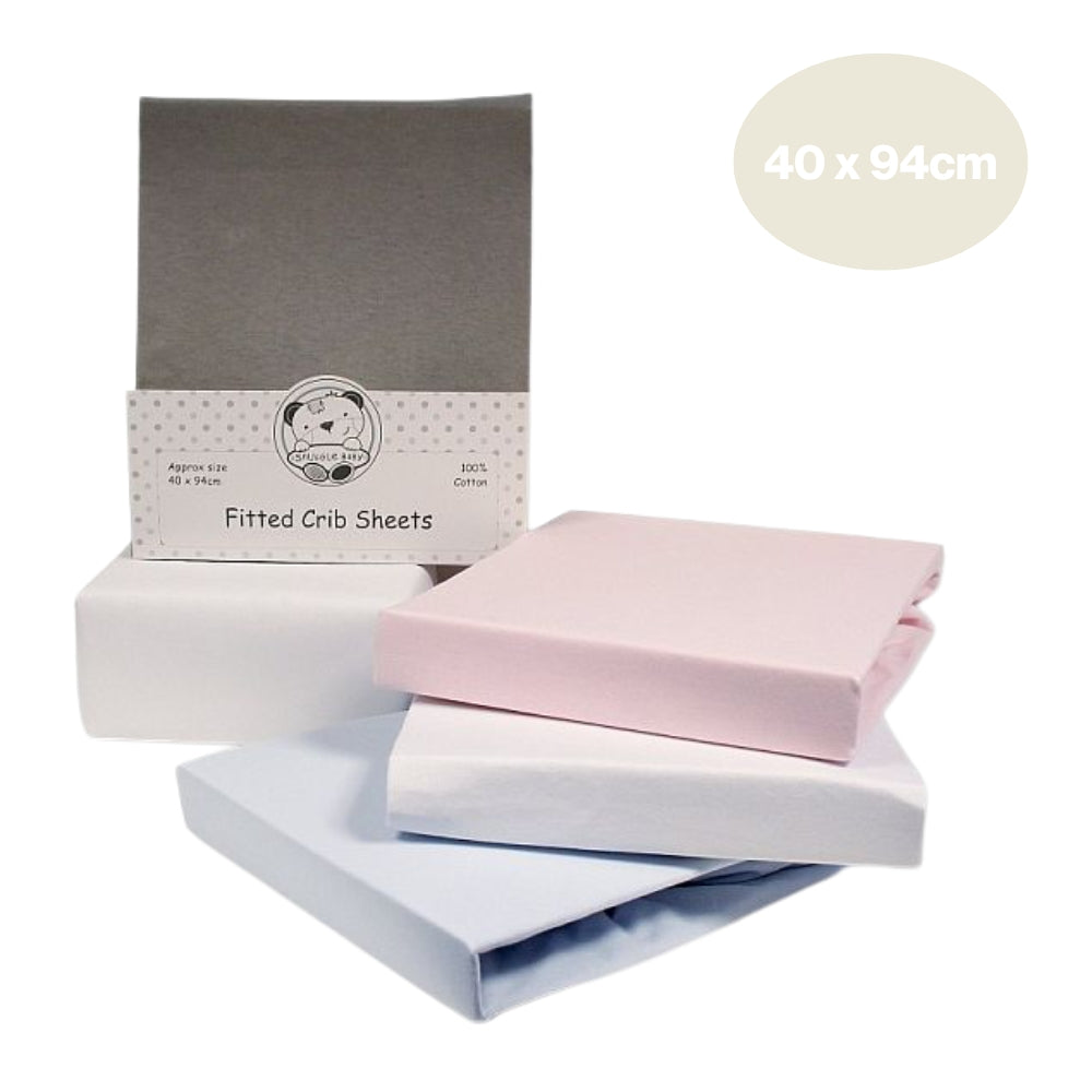 Snuggle Baby Crib 2pc Fitted Sheets, White