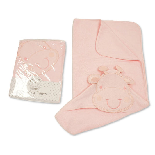 Snuggle Baby Hooded Towel, Pink Giraffe