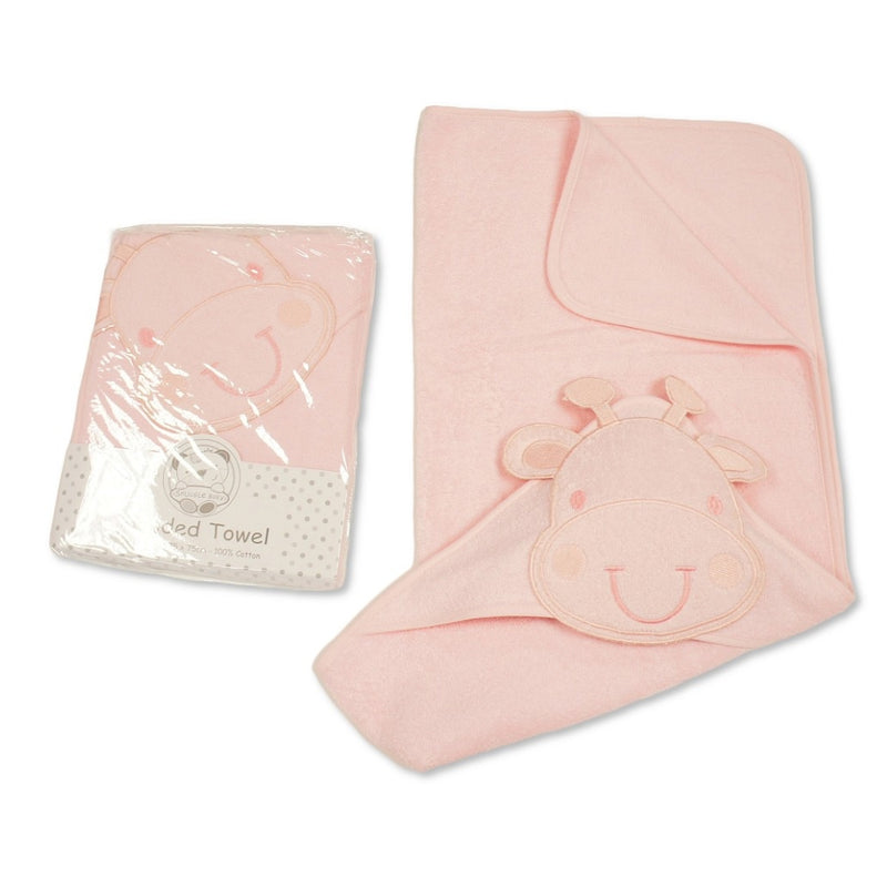 Snuggle Baby Hooded Towel, Pink Giraffe