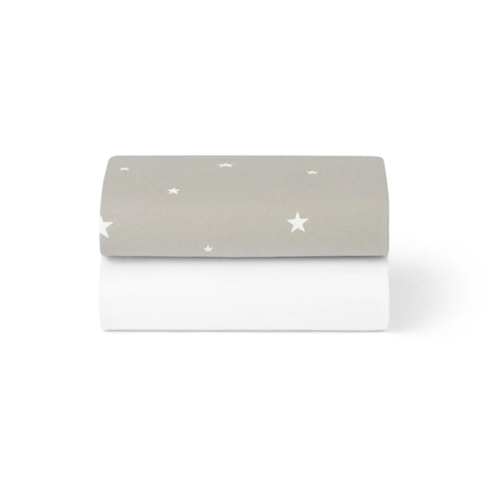 Snüz 2pc Crib Sheets, Grey/Star