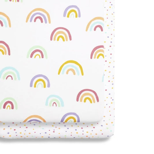 Snüz 2pc Crib Sheets, Multi Rainbow
