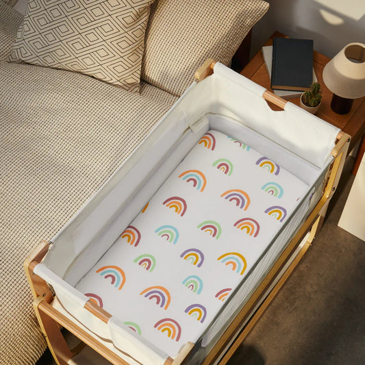 Snüz 3pc Bedside Crib Bedding Set, Multi Rainbow