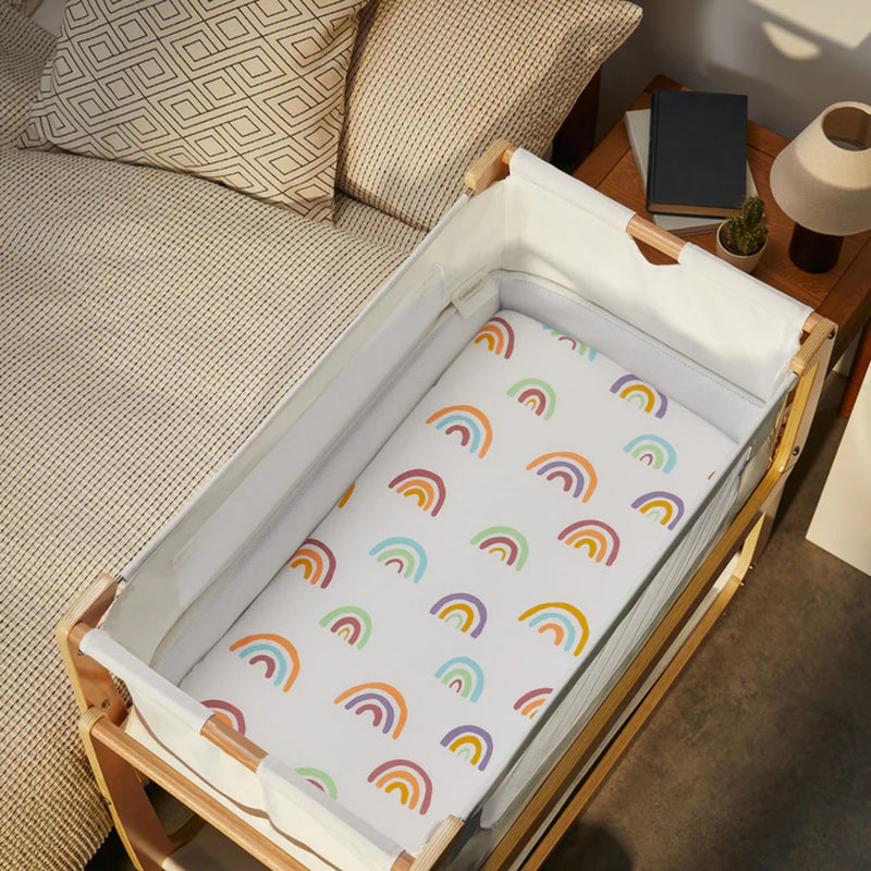 Snüz 3pc Bedside Crib Bedding Set, Multi Rainbow