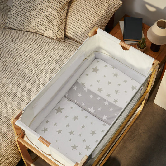 Snüz 3pc Bedside Crib Bedding Set, Grey Star