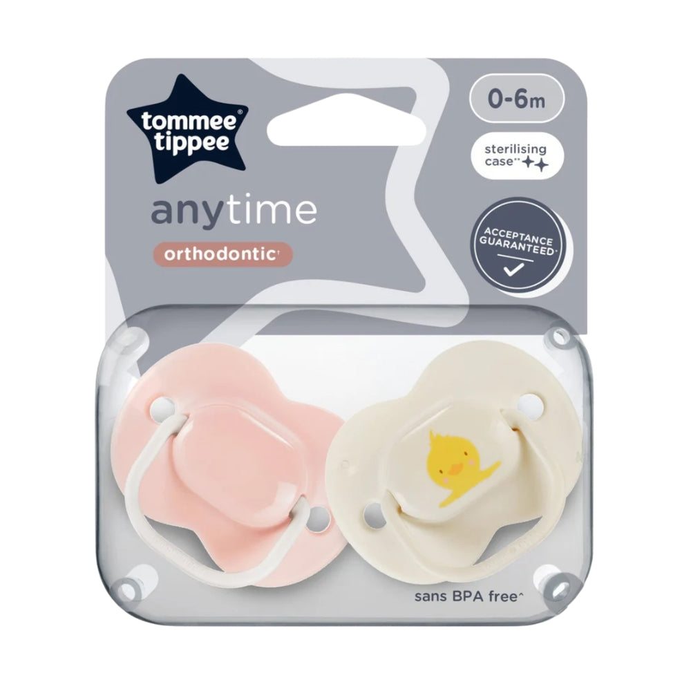 Tommee Tippee Anytime Orthodontic Soothers 0-6m, Pink