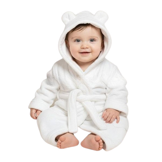 Snuggle Baby White Bath Robe, 3-6 Months