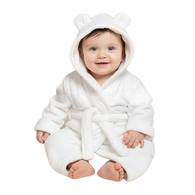 Snuggle Baby White Bath Robe, 3-6 Months
