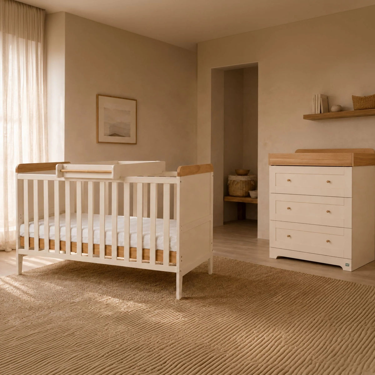 Tutti Bambini Rio 2pc Room Set & Mattress, Cashmere/Honey Oak