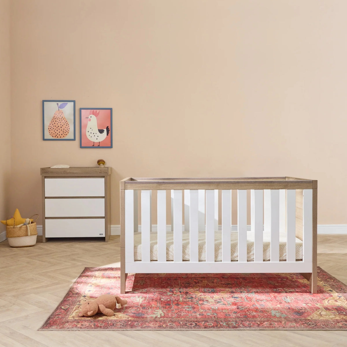 Tutti Bambini Modena 2 Piece Room Set & Mattress, White/Oak