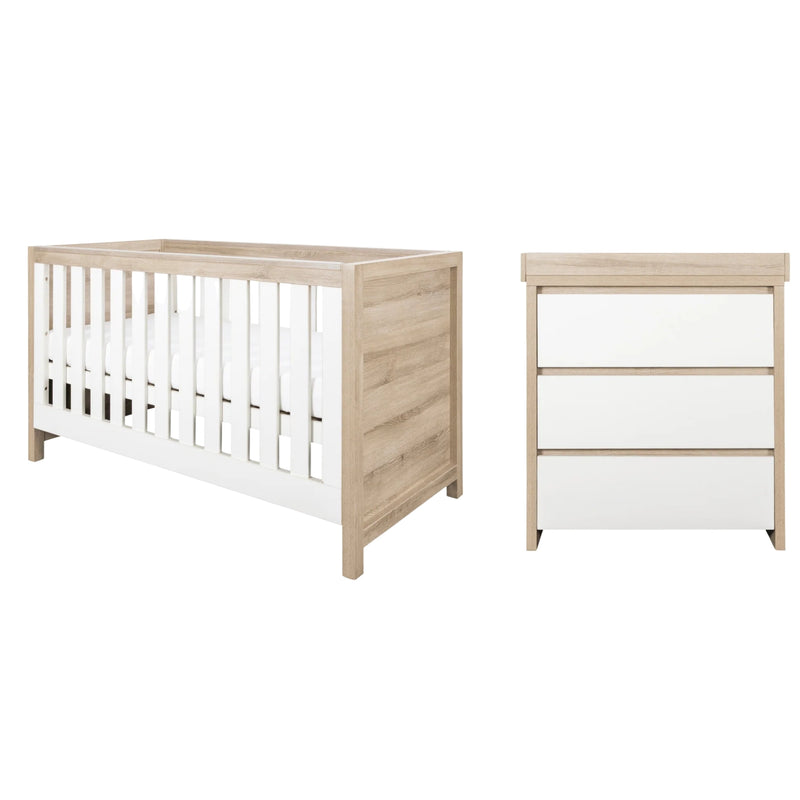 Tutti Bambini Modena 2 Piece Room Set & Mattress, White/Oak