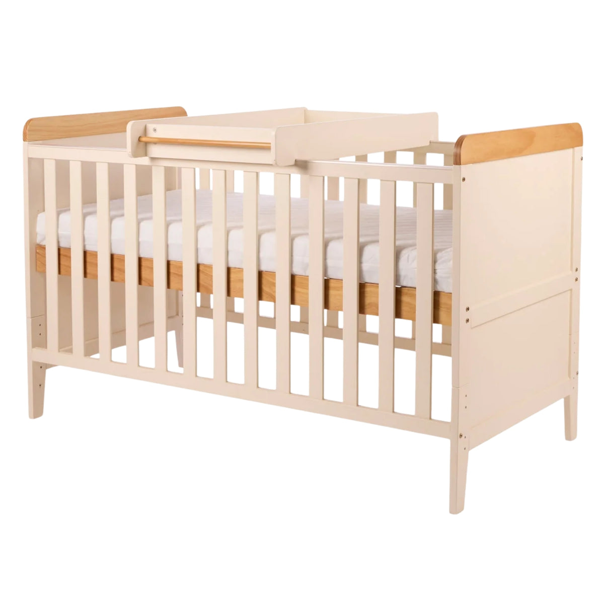 Tutti Bambini Rio Cot Bed, Cot Top Changer & Mattress - Cashmere/Honey Oak
