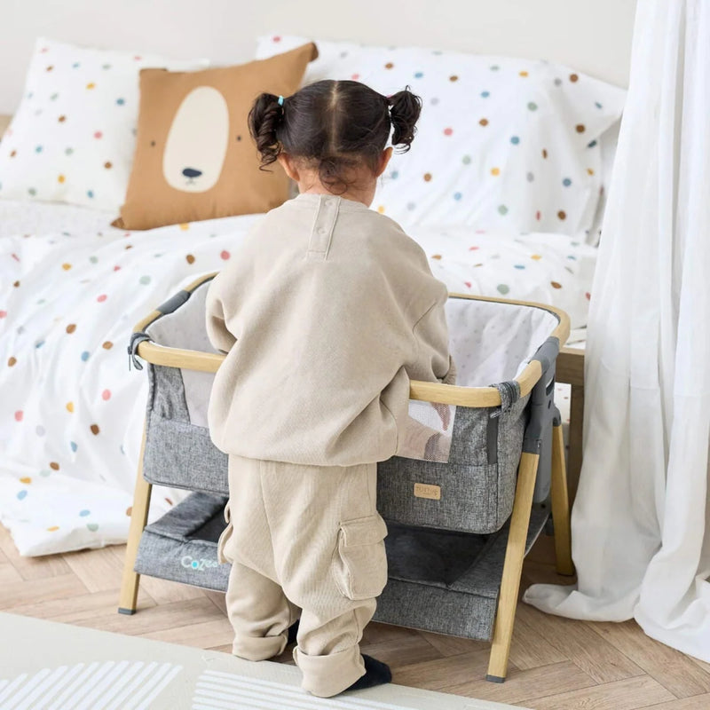 Tutti Bambini CoZee Mini Me Play Crib, Oak/Charcoal