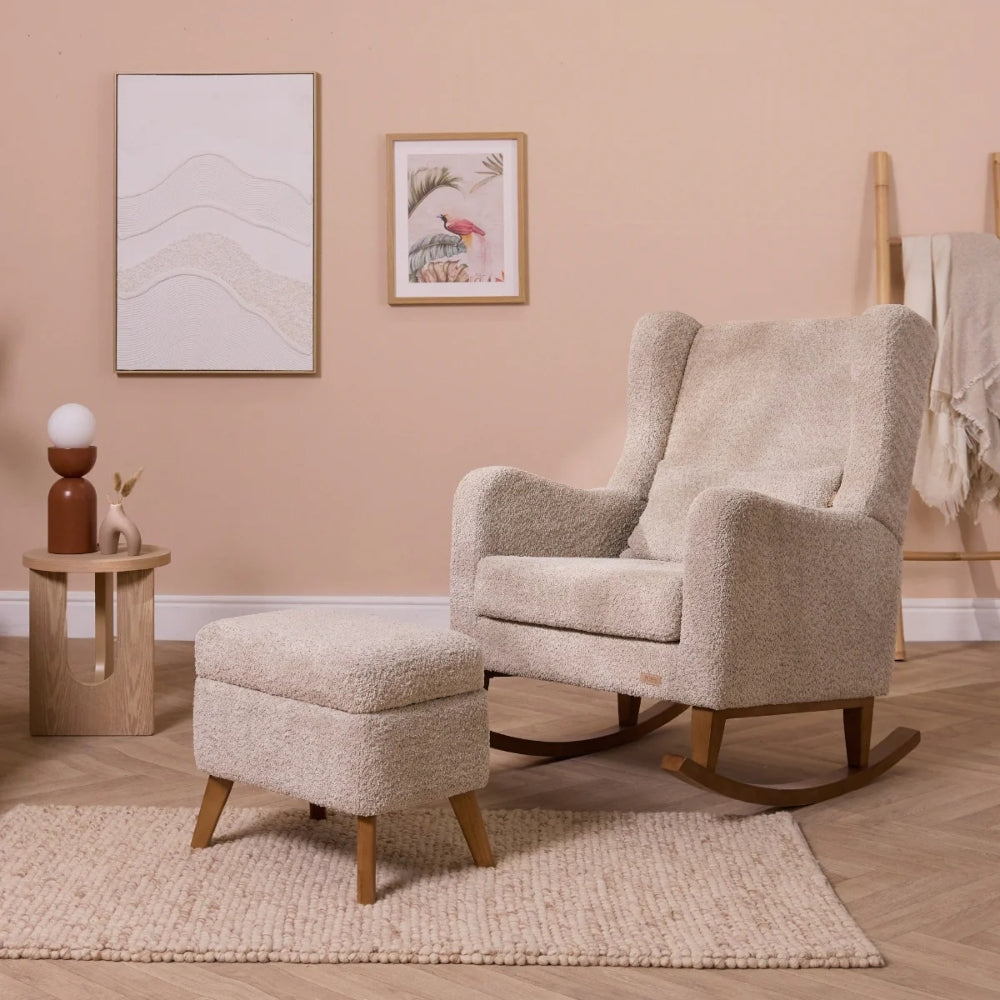 Tutti Bambini Harper Wingback Rocking Chair & Foot Stool, Teddy Mushroom