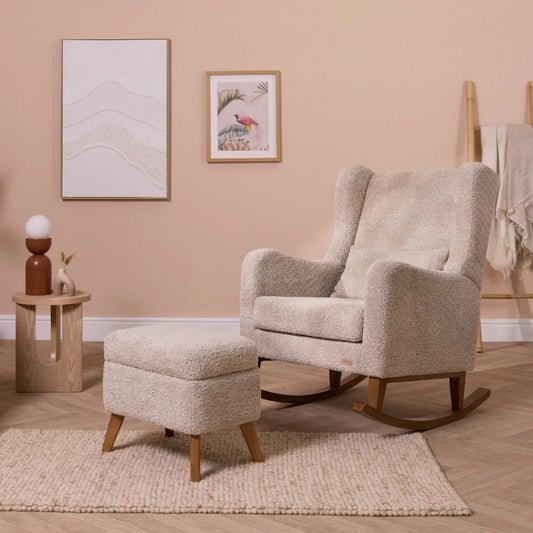 Tutti Bambini Harper Wingback Rocking Chair & Foot Stool, Teddy Mushroom