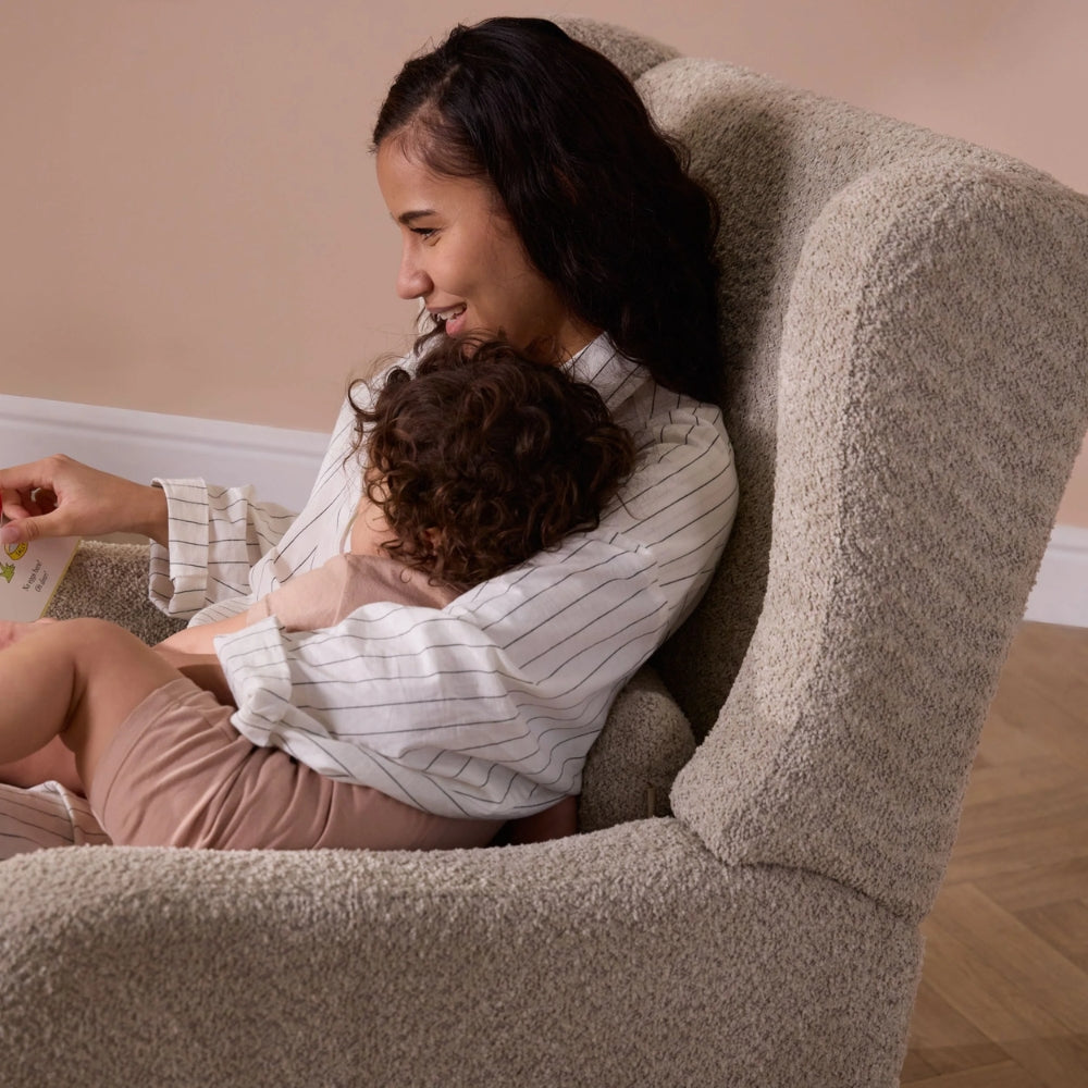 Tutti Bambini Harper Wingback Rocking Chair & Foot Stool, Teddy Mushroom