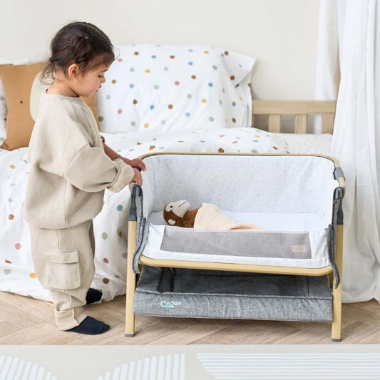 Tutti Bambini CoZee Mini Me Play Crib, Oak/Charcoal