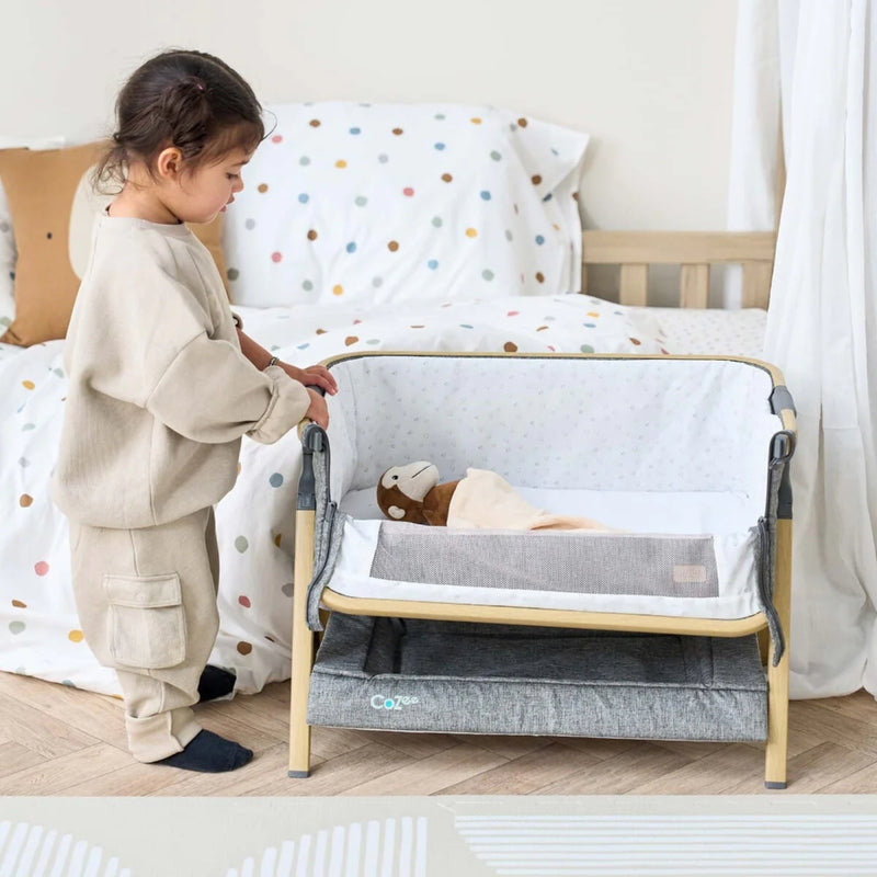 Tutti Bambini CoZee Mini Me Play Crib, Oak/Charcoal