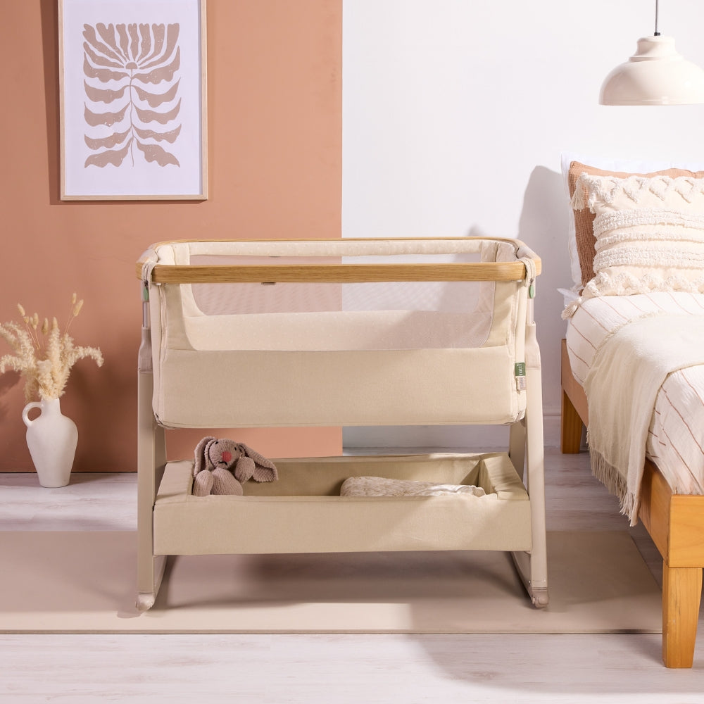 Tutti Bambini CoZee Air 2 Bedside Crib, Toasted Oak/Sand
