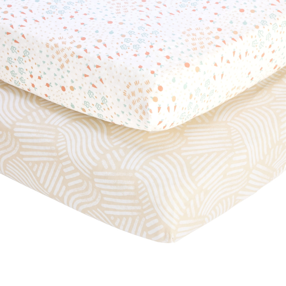 Tutti Bambini 2pc Bedside Crib Fitted Sheets, Good Life