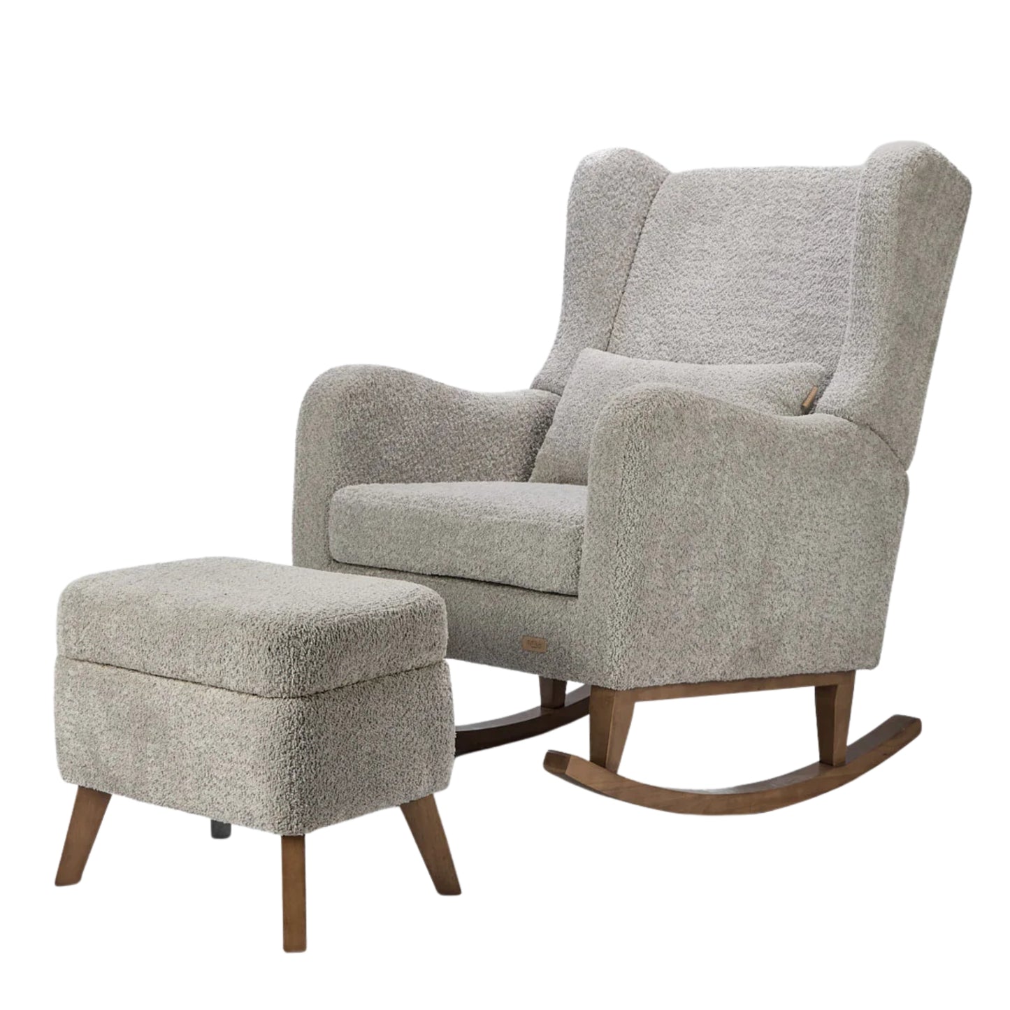 Tutti Bambini Harper Wingback Rocking Chair & Foot Stool, Teddy Grey