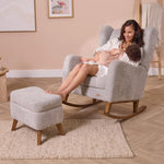 Tutti Bambini Harper Wingback Rocking Chair & Foot Stool, Teddy Grey