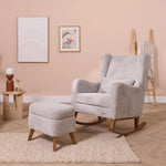 Tutti Bambini Harper Wingback Rocking Chair & Foot Stool, Teddy Grey