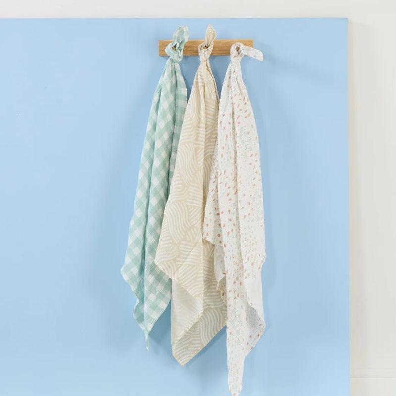 Tutti Bambini Large Muslin Square Swaddles 3pk, Good Life