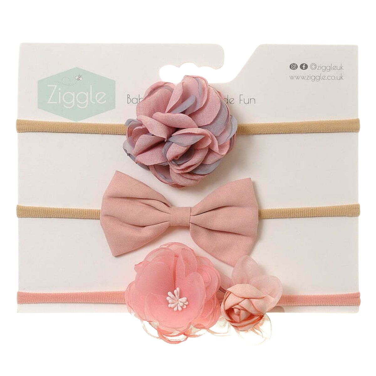 Ziggle Pink Roses Hairbow Set